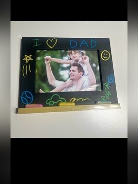 Vintage I ♥ Dad Chalkboard Photo Frame in Black with Colorful Accents